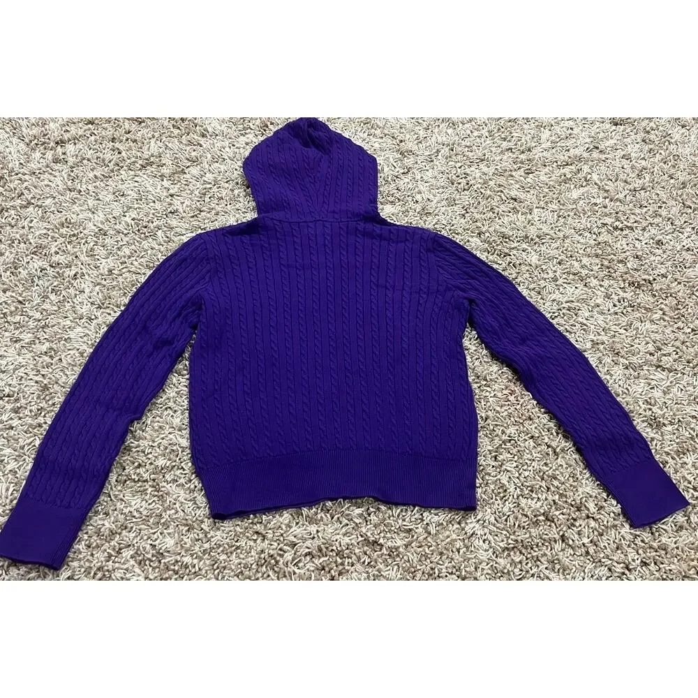 NWT❤️Polo Ralph Lauren Big Girls Mini Cable Cotton Full Zip Hoodie szL(12-14)